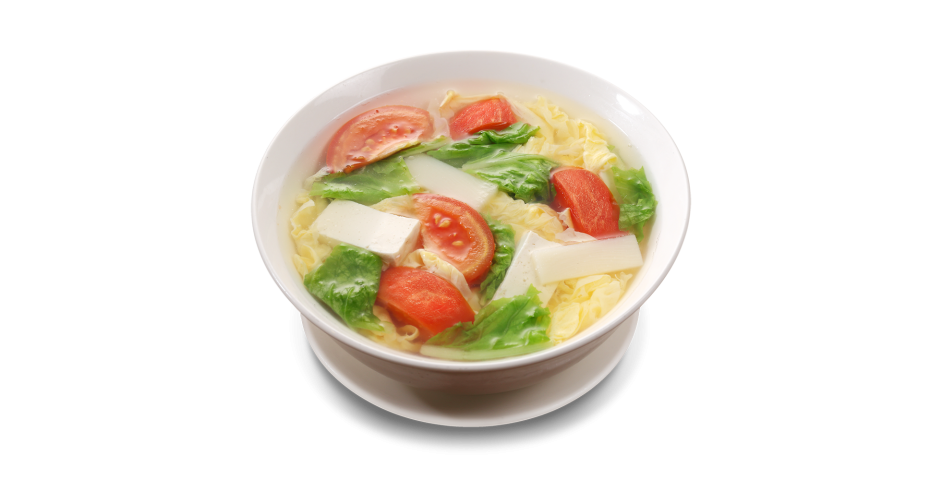 トマト・豆腐入り野菜卵スープ